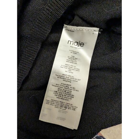 Maje Sheer Mesh Knit Jumper Sweater Black Whimsygoth Workwear Holidays - Picture 7 of 8